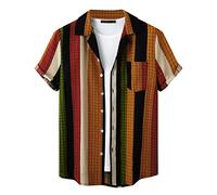 NNGOTD Funky Hawaiihemd Herren Elegant Kurzärmliges Business-Hemden mit Tasche Western Hemd Flamingo Strandparty Strandurlaubshemd Kentkragen Blumenhemd Herren Tshirt Streetwear