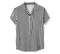 NNGOTD Hawaii Hemd Herren Kurzarm Beiläufig Kurzärmliges Hippie-Hemden Bügelfreie Trachten Blusen Gestreift Hippie Sommertops Kentkragen Hawaiihemden Herren Kurzarm Baumwolle Tshirts Tuniken Tops