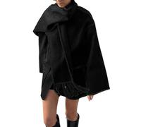 NNGOTD Herbst Winter Frauen Mantel Mit Schal Lose Langarm Einreiher Mäntel Weibliche Spiel Alle Warme Damen Jacke Outwear Klobige Wintermantel Bequem Fleecejacke Herbstmäntel Blouson