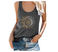 NNGOTD Long Tops für Damen Spaghetti T-Shirt Damen V-Ausschnitt Knopfleiste Bluse Mode Tunika Langarm/Kurzarm/Ärmellos Tops Frauen Casual Lockere Sexy Shirt Oberteile Grau