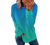 NNGOTD Oversize Pullover Damen Herbst Winter Langarm Sweatshirt Rundhals Einfarbig Sport Fitness Oberteile Oversize Pullover Pullunder Damen Ärmellos Pullover Weihnachten Damen mit Licht Gutschein