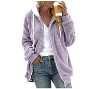 NNGOTD Pullover Kaschmir Damen 46 Damen Sweatshirt ohne Kapuze schwarz Damen Hoodie Jacke Winter neopren Jacke Damen 3mm Teddy Mantel weiß Damen Langarmshirt weiß Damen lang Weihnachts Blusenshirt