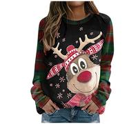 NNGOTD Pullover warm Damen Winter Sweatshirt grau Hoodie jacken für Frauen wärmende Jacke Pailletten Weste Basic Langarmshirt rot Weihnachtspulli Blusenshirt