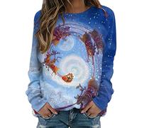 NNGOTD schicke Pullover Damen Langarm Sweatshirt Damen Kurzarm Bulls Hoodie Damen Kunstleder Jacke Frauen Softshell Weste Damen 48 Langarmshirt Damen große größen braun Weihnachtspullover Longbluse