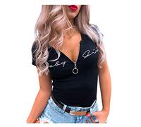 NNGOTD Tshirt Damen Sommer V-Ausschnitt Rüschen Kurzarm Bluse Damen Elegant Entspannt Damen Oberteil Top Tshirt Damen V Ausschnitt Hemdbluse Yoga Oberteil Damen Tunika Damen Große Größen