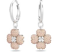 Swarovski Ohrringe Latisha, rhodiniert, Blumenmotiv mit klaren Swarovski-Kristallen, Rosa, OS