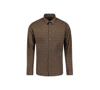 No Excess - Gemustertes Langarmhemd braun - Gr. - XL