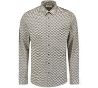 No Excess Langarmhemd Stretch Allover Print – Regular Fit – Herren XL, Weiß, 97% Baumwolle