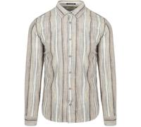 No Excess - Leinenhemd beige/blau - Gr. - XL