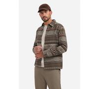 Langarmhemd NO EXCESS "No Excess Jacquard-Overshirt mit Muster", Herren, Gr. M, Normalgrößen, taupe, 80% Baumwolle, 20% Polyester, regular fit, Hemden (69384132-M) taupe