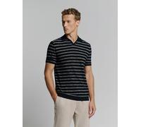 No Excess - Pullover Short Sleeve Polo V Stripes With Linen night - Gr. - XL