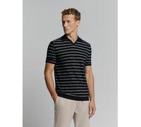 No Excess - Pullover Short Sleeve Polo V Stripes With Linen night - Gr. - XXXL