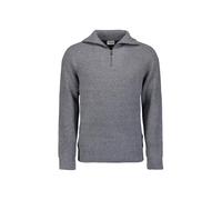 No Excess Pullover Wing Collar Half Zip weicher Wollmix washed blue Einfarbig Größe L