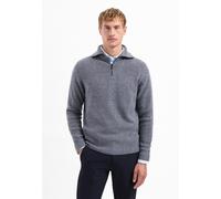 No Excess Pullover Wing Collar Half Zip weicher Wollmix washed blue Einfarbig Größe L