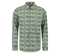 Langarmhemd NO EXCESS "No Excess Stretchhemd mit Print Shirt Stretch Allover Printed", Herren, Gr. 3XL, Normalgrößen, dunkelgrün, 97% Baumwolle, 3% Elasthan, regular fit, Hemden (74341110-XXXL) dunkel