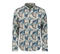 Langarmhemd NO EXCESS "No Excess Bedrucktes Hemd Shirt Stretch Allover Printed", Herren, Gr. M, Normalgrößen, night, 97% Baumwolle, 3% Elasthan, regular fit, Hemden (76795337-M) night