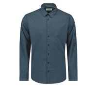 Langarmhemd NO EXCESS "No Excess Stretchhemd mit Print Shirt Strech Allover Printed", Herren, Gr. XL, Normalgrößen, night, 97% Baumwolle, 3% Elasthan, regular fit, Hemden (23811023-XL) night