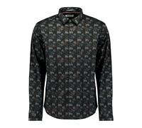 Langarmhemd NO EXCESS "No Excess Bedrucktes Hemd Shirt Allover Printed Structure Stripe", Herren, Gr. XXL, Normalgrößen, night, 62% Polyester, 33% Modal, 5% Elasthan, regular fit, Hemden (30856262-XXL