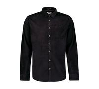 Langarmhemd NO EXCESS "No Excess Cordhemd Shirt Solid Fine Herringbone", Herren, Gr. XL, Normalgrößen, schwarz, 100% Baumwolle, regular fit, Hemden (44803903-XL) schwarz