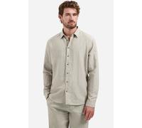 No Excess Regular Fit Leinenhemd beige, Gestreift