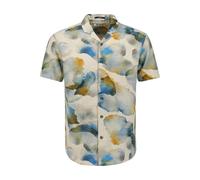 No Excess Regular Fit Leinenhemd blau, Bedruckt