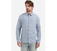 No Excess Regular Fit Leinenhemd blau, Gestreift