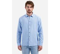 No Excess Regular Fit Leinenhemd blau, Gestreift