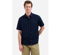 No Excess Regular Fit Leinenhemd marine, Einfarbig