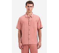 No Excess Leinenhemd Regular Fit Kurzarm Rot, Einfarbig