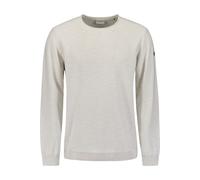 Rundhalspullover NO EXCESS, Herren, Gr. XL, grau (chalk), Obermaterial: 100% Baumwolle, meliert, casual, regular fit taillenbedeckt, Rundhals, Langarm Rippbündchen, Pullover, mit Logo Stickerei (58330