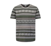 No Excess Regular Fit T-Shirt Rundhals grau, Jacquardmuster