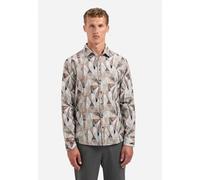 Langarmhemd NO EXCESS "No Excess Stretchhemd mit Print", Herren, Gr. XXL, Normalgrößen, taupe, 100% Baumwolle, regular fit, Hemden (86359551-XXL) taupe