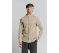 No Excess Shirt Granddad Solid With Linen Light Desert Größe: L | Business hemden Outlet | Herren | Weiß