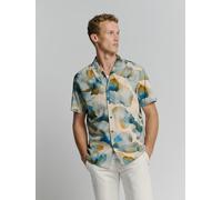 No Excess - Shirt Short Sleeve Revers Collar Allover Printed With Linen blue - Gr. - XL