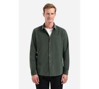 Langarmhemd NO EXCESS "No Excess Cordhemd Shirt Solid Fine Herringbone", Herren, Gr. M, Normalgrößen, dunkelgrün, 100% Baumwolle, regular fit, Hemden (41639201-M) dunkelgrün