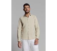 Langarmhemd NO EXCESS "No Excess Leinenhemd", Herren, Gr. L, Normalgrößen, beige (sand), 55% Leinen, 45% Baumwolle, regular fit, Hemden (93246532-L) sand
