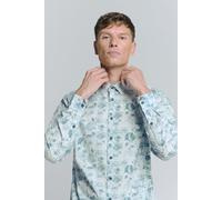 Langarmhemd NO EXCESS "No Excess Stretchhemd mit Print Shirt Stretch Allover Printed", Herren, Gr. XXL, Normalgrößen, grau (stone), 97% Baumwolle, 3% Elasthan, regular fit, Hemden (28342409-XXL) stone