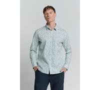 Langarmhemd NO EXCESS "No Excess Stretchhemd Shirt Stretch Allover Printed", Herren, Gr. S, Normalgrößen, blau (azur), 97% Baumwolle, 3% Elasthan, regular fit, Hemden (19335222-S) azur