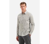 Langarmhemd NO EXCESS "No Excess Stretchhemd mit Print Shirt Stretch Allover Printed", Herren, Gr. XL, Normalgrößen, taupe, 97% Baumwolle, 3% Elasthan, regular fit, Hemden (41497421-XL) taupe