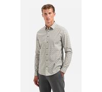 Langarmhemd NO EXCESS "No Excess Stretchhemd mit Print Shirt Stretch Allover Printed", Herren, Gr. L, Normalgrößen, taupe, 97% Baumwolle, 3% Elasthan, regular fit, Hemden (41497421-L) taupe