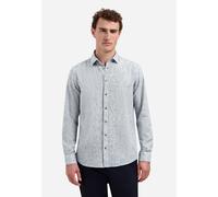 No Excess Regular Fit Leinenhemd blau, Einfarbig