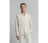 No Excess - Shirt Verical Big stripes With Linen light desert - Gr. - XXL