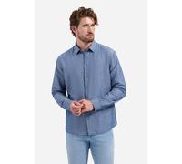 No Excess Regular Fit Leinenhemd Indigo Blue, Gestreift
