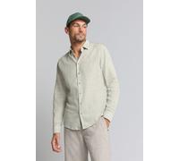 No Excess Regular Fit Leinenhemd grün, Gestreift