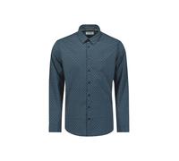 Langarmhemd NO EXCESS "No Excess Stretchhemd mit Print Shirt Strech Allover Printed", Herren, Gr. M, Normalgrößen, night, 97% Baumwolle, 3% Elasthan, regular fit, Hemden (23811023-M) night