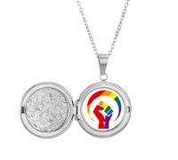 no/no Geschlechtsunterschiede rund um Regenbogen-Medaillon, Halskette, für Bild, Schmuck, Geburtstagsgeschenk