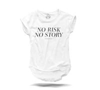 No Risk No Story T-Shirt - White Fashion Tee | Stylisches Statement-Shirt | Handbedruckt im Siebdruck | Hochwertige Streetwear | Unisex & nachhaltig| XS bis 3XL | 3XL