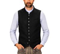 NOAGENJT Trachtenweste Herren - Trachtenwesten für Herren Modern Slim Fit Ärmellos mit Kette Samt Trachten Weste Elegant Trachten Gilet Anzugweste Oktoberfest Outfit