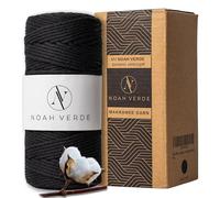 NOAH VERDE-Makramee Garn, Schwarz 3mm x 100m, Anleitung für Tasche, Gürtel, Obst- & Gemüsenetz, 24-seitiges E-Book, 100% Starkes Baumwollgarn, Macrame Cord, DIY-Boho Deko, Kordel Black Wolle Ostern