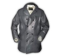 Noble House U-Boot Herren Ledermantel Lederjacke grau Rinderleder (XL)